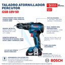 Taladro Percutor/Atornillador inalámbrico Bosch GSB 18V-50 Baretool