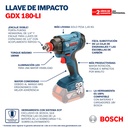 Llave de impacto Bosch GDX 180-LI 18V 2 baterías y maletín