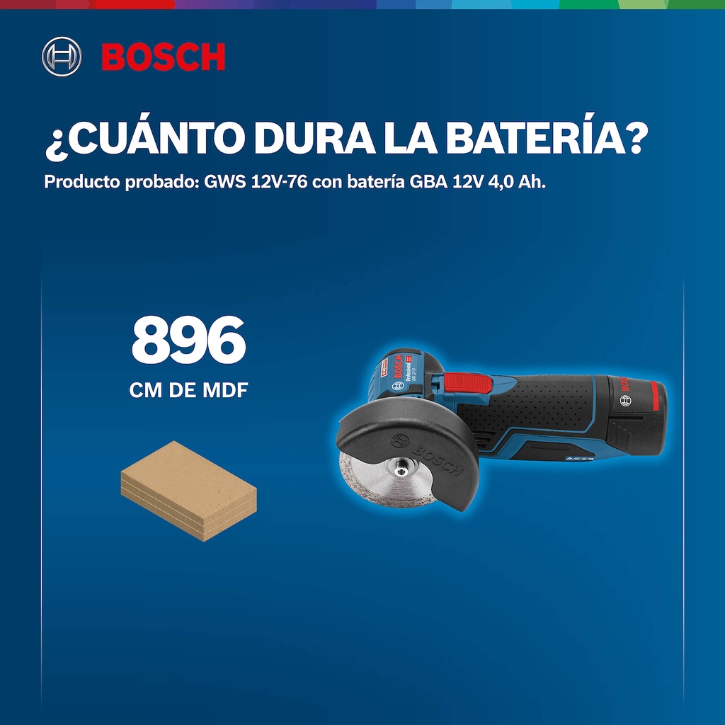 Multicortadora inalámbrica de 3" Bosch GWS 12V-76 12V SB