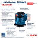 Lijadora roto orbital inalámbrica Bosch GEX 185-LI 18V SB Brushless