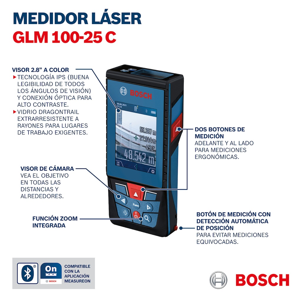 Medidor láser Bosch GLM 100-25 C alcance 100m con Bluetooth